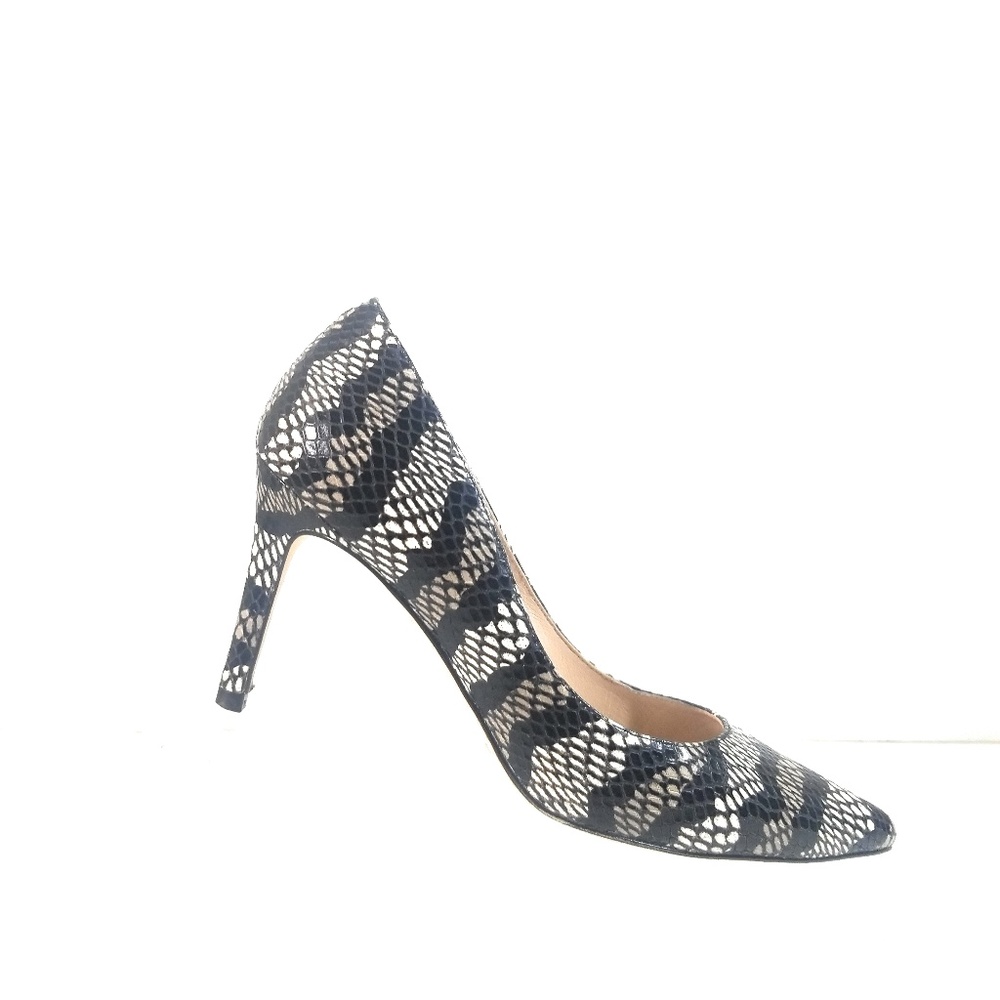 L.K.Bennett London Snake Black Leather Pumps 39.5